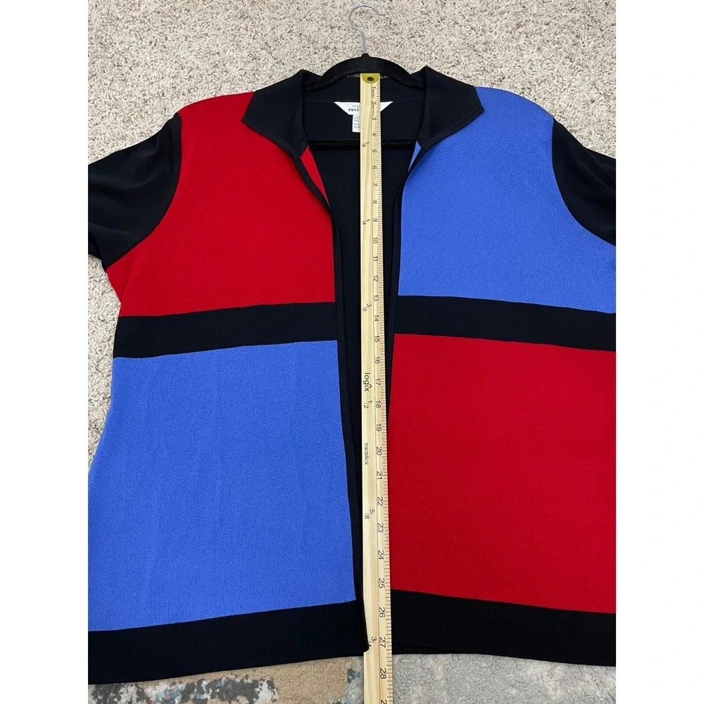Exclusively Misook Cardigan Sweater Womens XL Color Block Open Front Long Sleeve